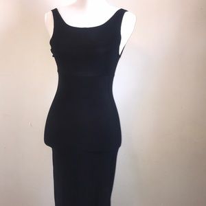 Long black cut up dress
